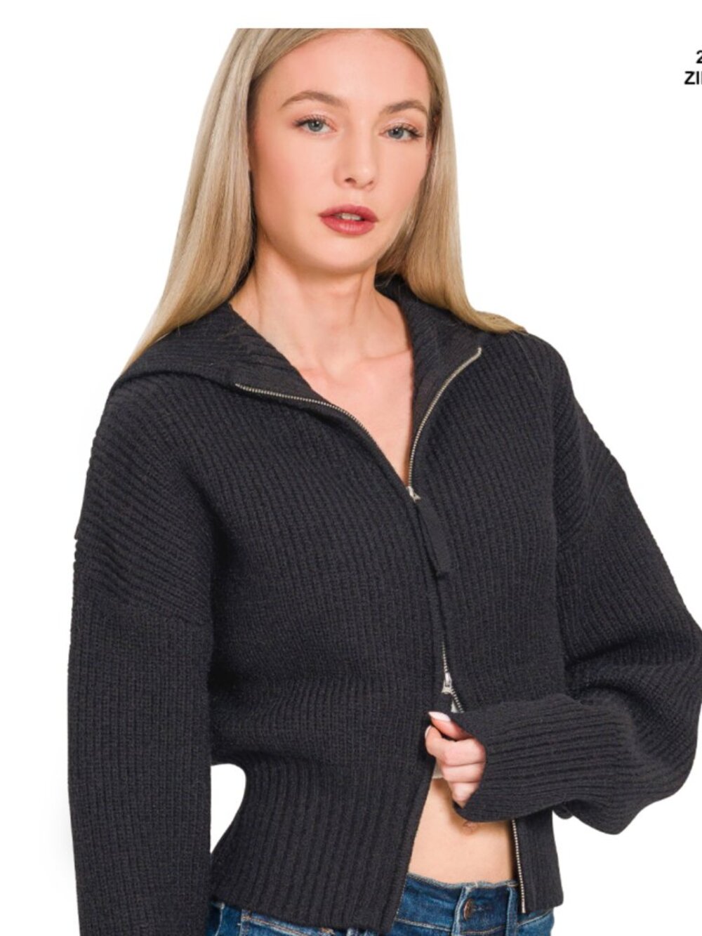 # ZENANA TWO WAY ZIP SWEATER